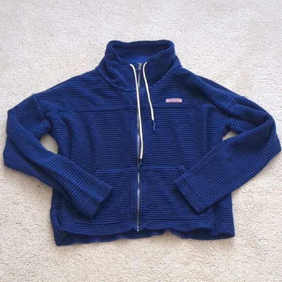 Vineyard Vines Royal Blue Tonal Funnel Neck Full Zip Jacket Size L - Picture 1 of 8